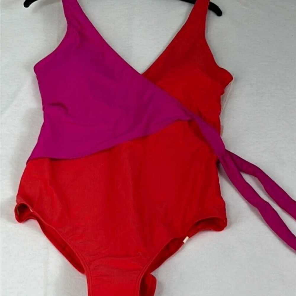 Summersalt NWT Perfect Wrap Swimsuit Women’s Size 14 in Hibiscus & Grapefruit - Picture 3 of 5
